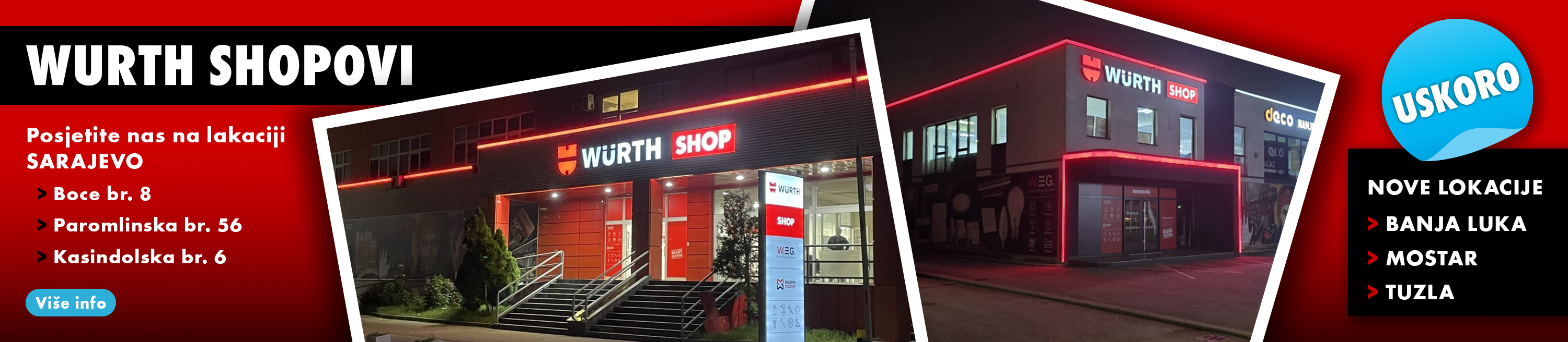 Lokacije Shop poslovnica Wurth BH u Bosni i Hercegovini