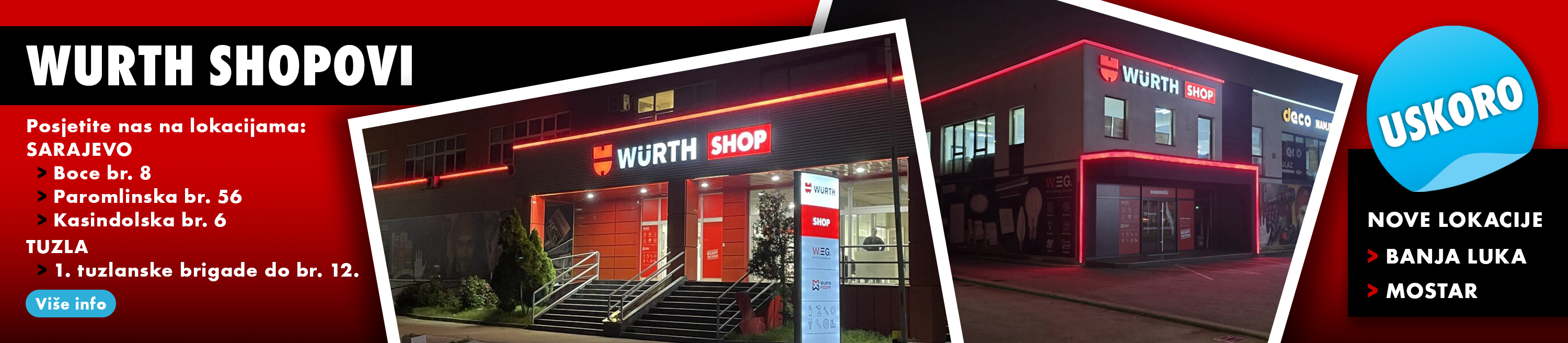 Lokacije Shop poslovnica Wurth BH u Bosni i Hercegovini