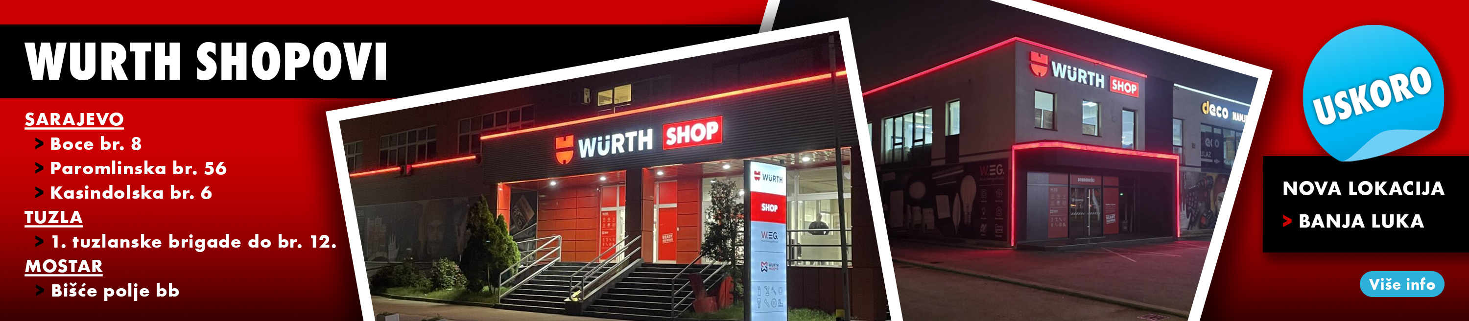 Lokacije Shop poslovnica Wurth BH u Bosni i Hercegovini